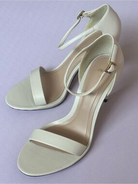 Zara Cream Ankle-Strap Open-Toe Heels